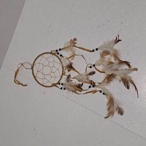 Native American Dream Catcher Ornament Ribbon, Beads, Feathers